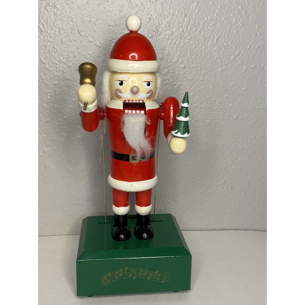 Nutcracker Music Box Christmas Santa Holiday Musical ARMS & MOUTH MOVE 11” Gift